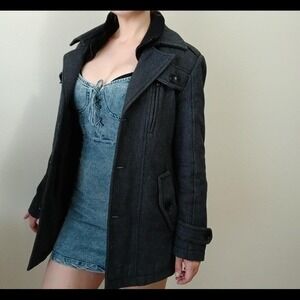 Charcoal‎ gray wool pea coat, size medium